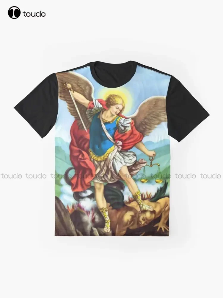 St Michael The Archangel Angel Catholic Saint Graphic T-Shirt Custom Aldult Teen Unisex Digital Printing Tee Shirts Custom Gift