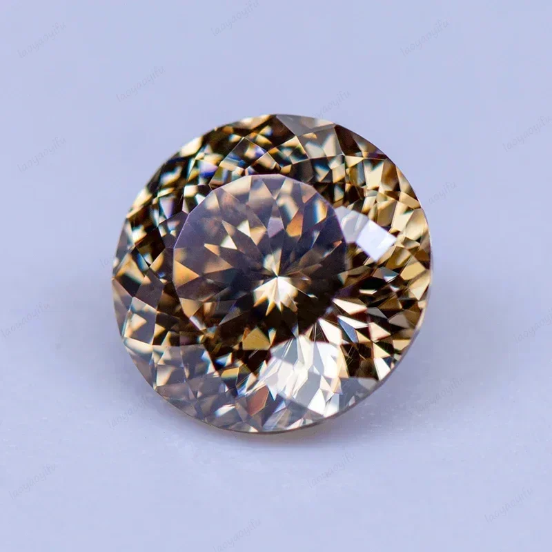 

Moissanite Stone Natural Champagne Color 100 Faceted Cut Lab Grown Diamond for Charms Woman Jewelry Making with Certificate