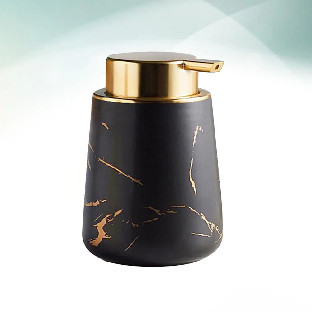 

1Pcs 400ml Ceramic Emulsion Bottle Fine Craft Convenient Press Pump Liquid Soap Storage Home Sink Marbling Black