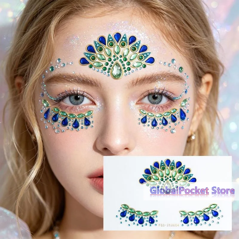 [TG823]Butterfly Face Gem Stickers With Shiny Rhinestone Self Adhesive For Rave Festival Carnival Party Makeup