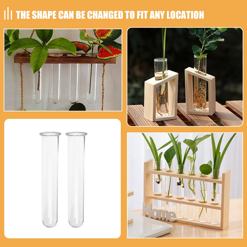 4Pcs Glass Test Tube Vase Propagation Station Transparent Plant Holder for Hydroponic Cuttings Home Office Decoration