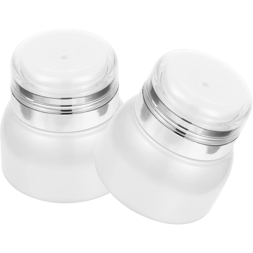 

2pcs Airless Pump Jar Lotion Container Travel Size Leak Proof Bottles For Skincare Creams Facial Toiletries Empty