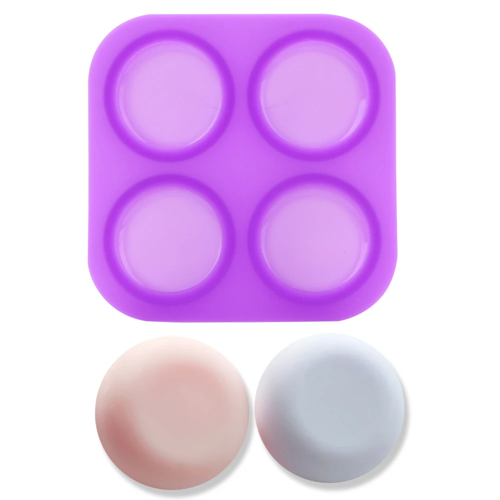 4 Cavity Round Circles Soap Molds DIY Handmade Craft Easy To Demould Soap Molds Tray Cake Decorating Tools Silicone
