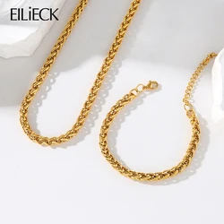 EILIECK 316L Stainless Steel Chains Neckalces Bracelet For Women  New Trendy Metal 18K Gold Plated Collar Jewelry Set Bijoux