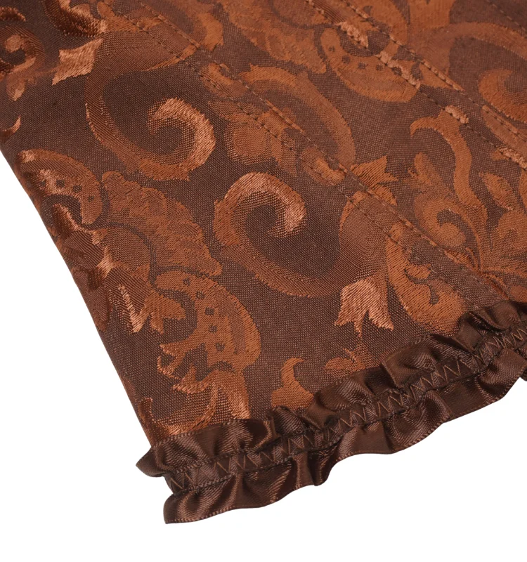 Damen-Overbust-Korsett, Vintage-Jacquard, Rüschen, Schleife vorne, Busk hinten, Schnürung, Taillenformer, Freizeit-, Party- und Alltagskleidung – Detail 8