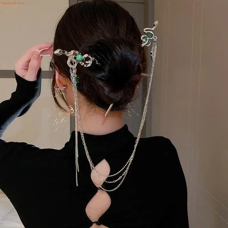 Q5WE Women Headdress Snake Large Hairpin for Girls Vacation Hair Accessories