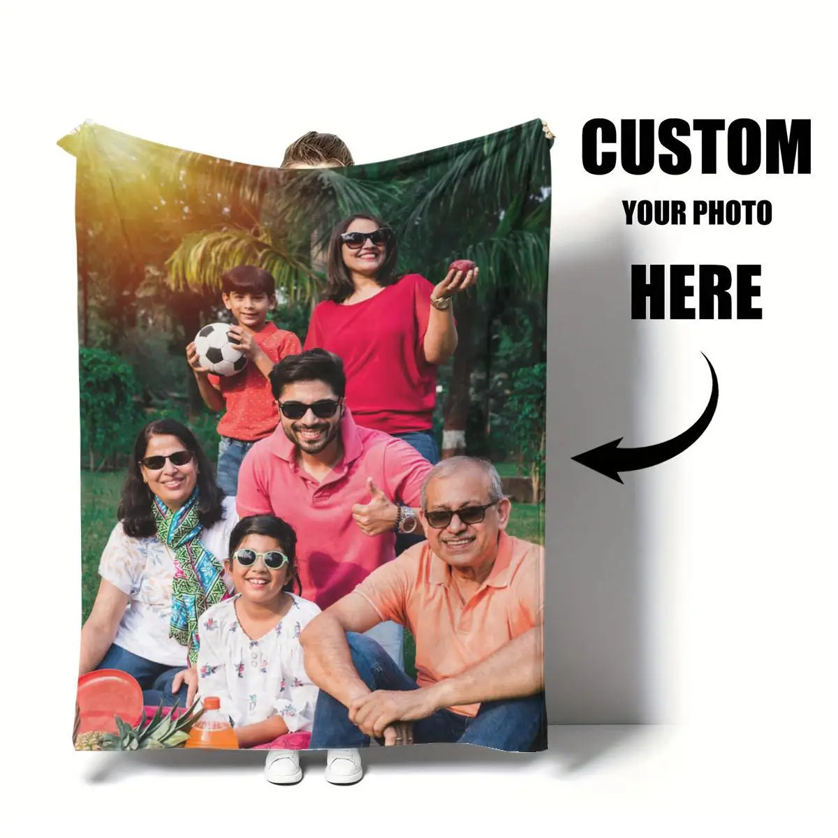 1 Stück personalisierte Flanelldecke mit individuellem Foto – ideales Geschenk für Weihnachten, Halloween, Geburtstag und Gedenktag, weiche, warme, gemütliche, hautfreundliche, maschinenwaschbare
