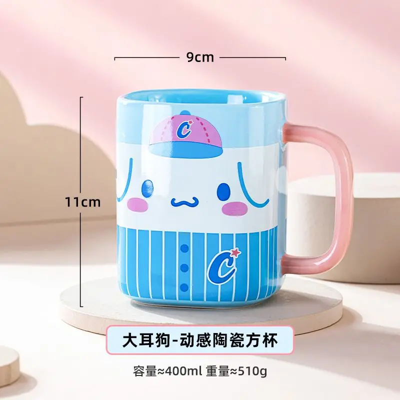 Sanrio-taza de agua con diseño de Hello Kitty para niños, vaso de cerámica con diseño de corazón para niña, vaso de leche dulce y encantador, regalo de marea de 600Ml