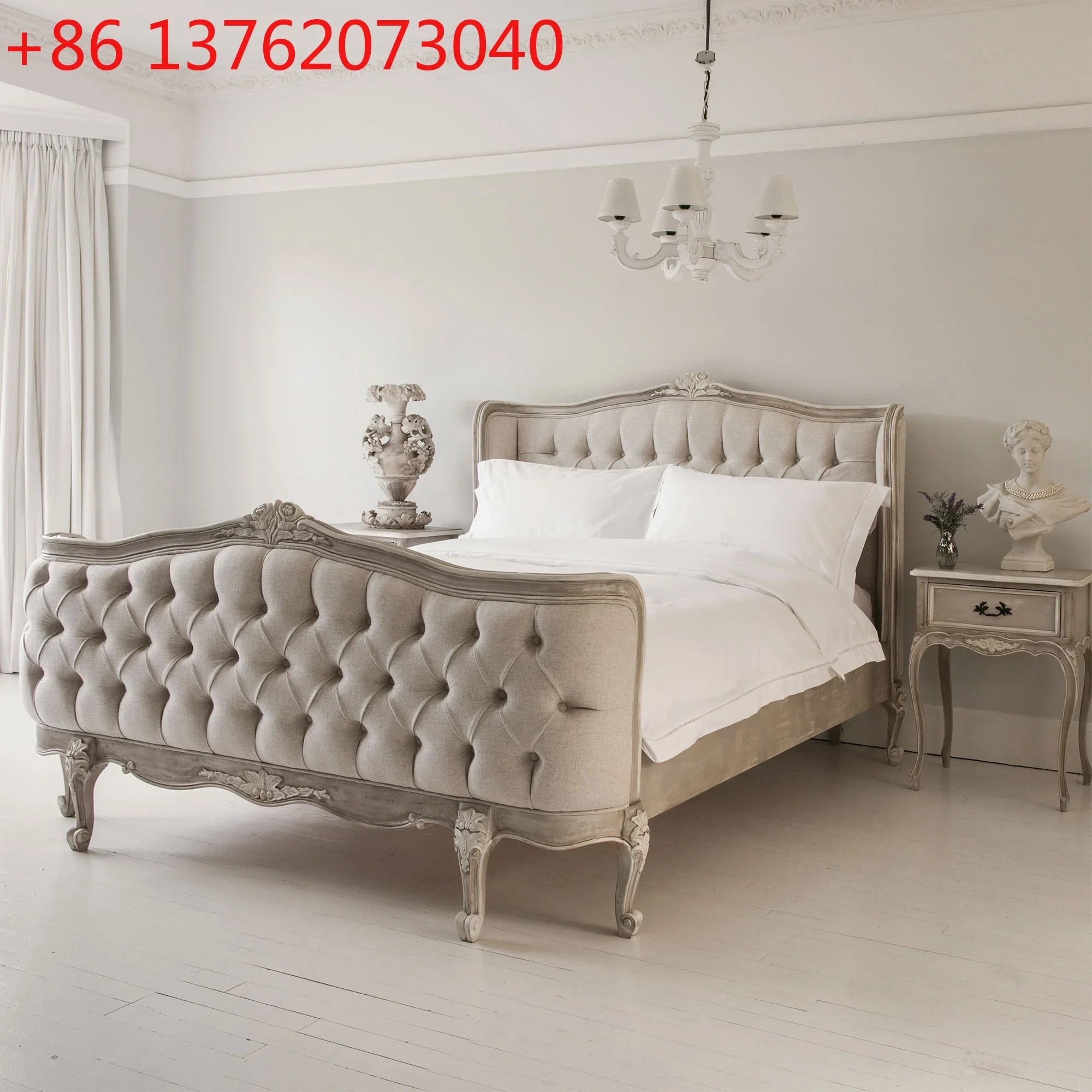 

Французская ретро-кровать из массива дерева в старинном дворцовом стиле, с резьбой, двуспальная, 1,8 метра.