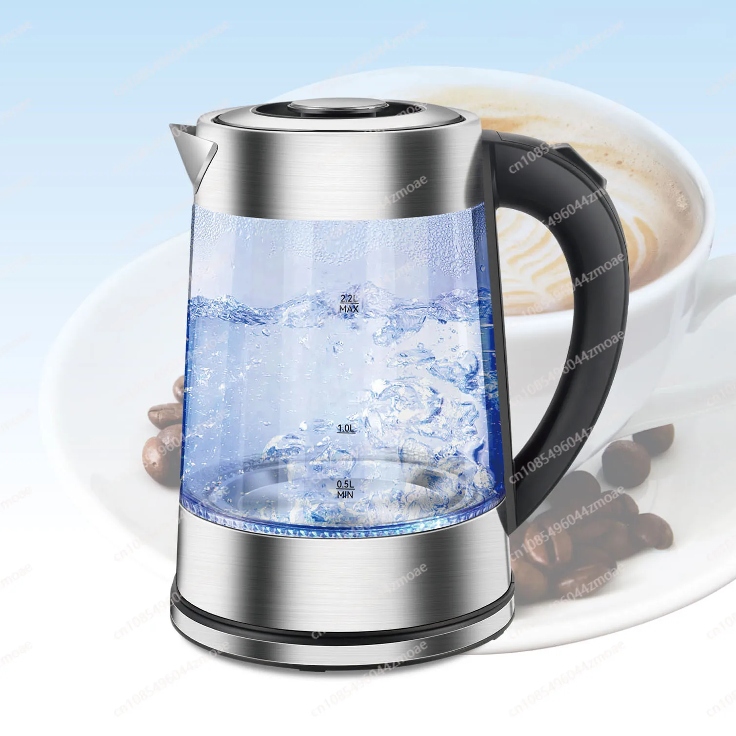 Heat Preservation Glass Electric Kettle, Double-Wall Insulated & Auto Shut-Off, Stainless Steel Bottom