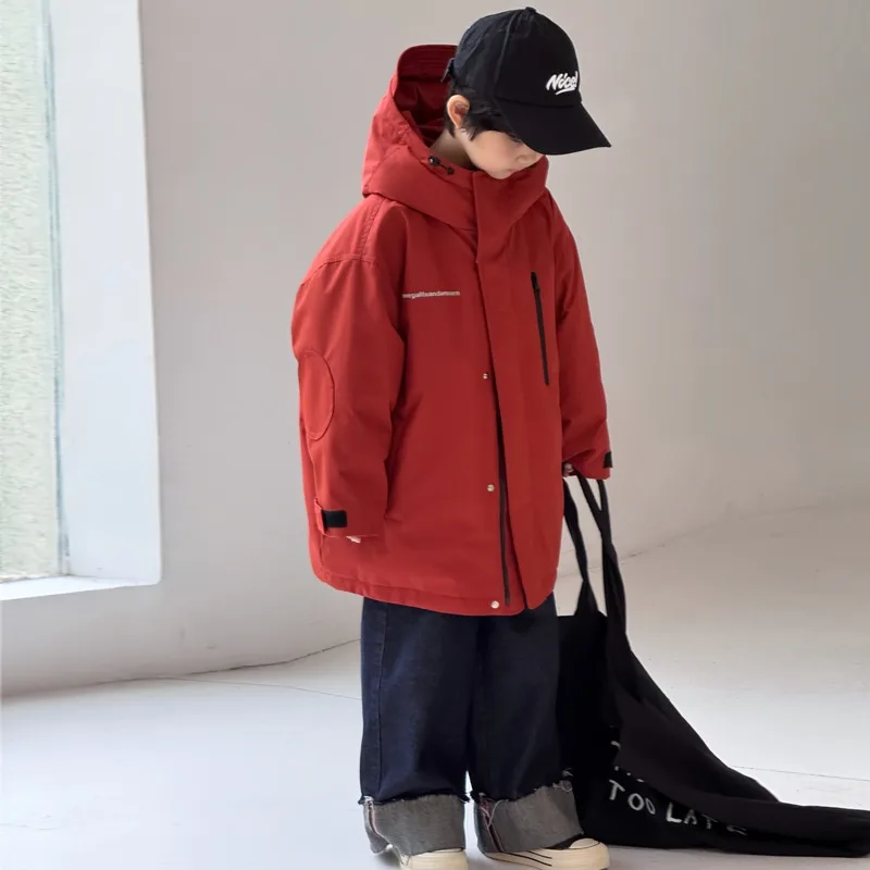 2025 Kids Cargo Down Jacket - Korean Style 90% White Duck Down Coat, Waterproof Winter Parka for Boys & Girls Youth Wholesale