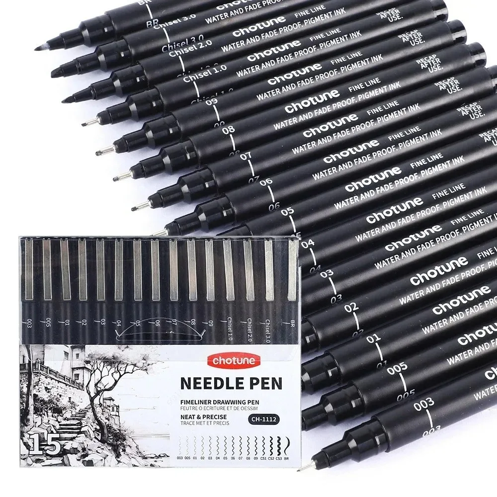 

15/3 Size Fineliner Pens Black Micro Pigment Liner Pen Multiliner Drawing Pen for Artist Sketching Drawing Drafting Comic Desig