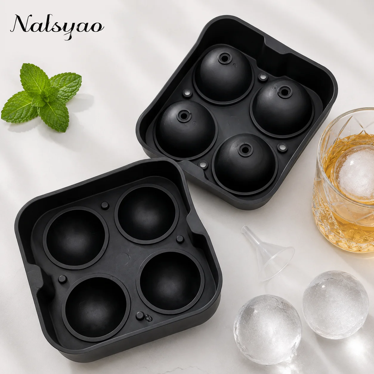 Silicone Ice Ball Maker Large 3D Big Round Sphere High Balls Ice Shape Cube Mold Tray for Freezer Whiskey Cocktail Bar Tools