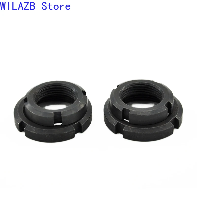 

2Pcs M10 M12 M14 M16 M18 M20 M22 M24 M25 M26 M28 M30 M32 To M60 GB812 Black Round Nut Slotted Nut Four Slot Nuts Retaining