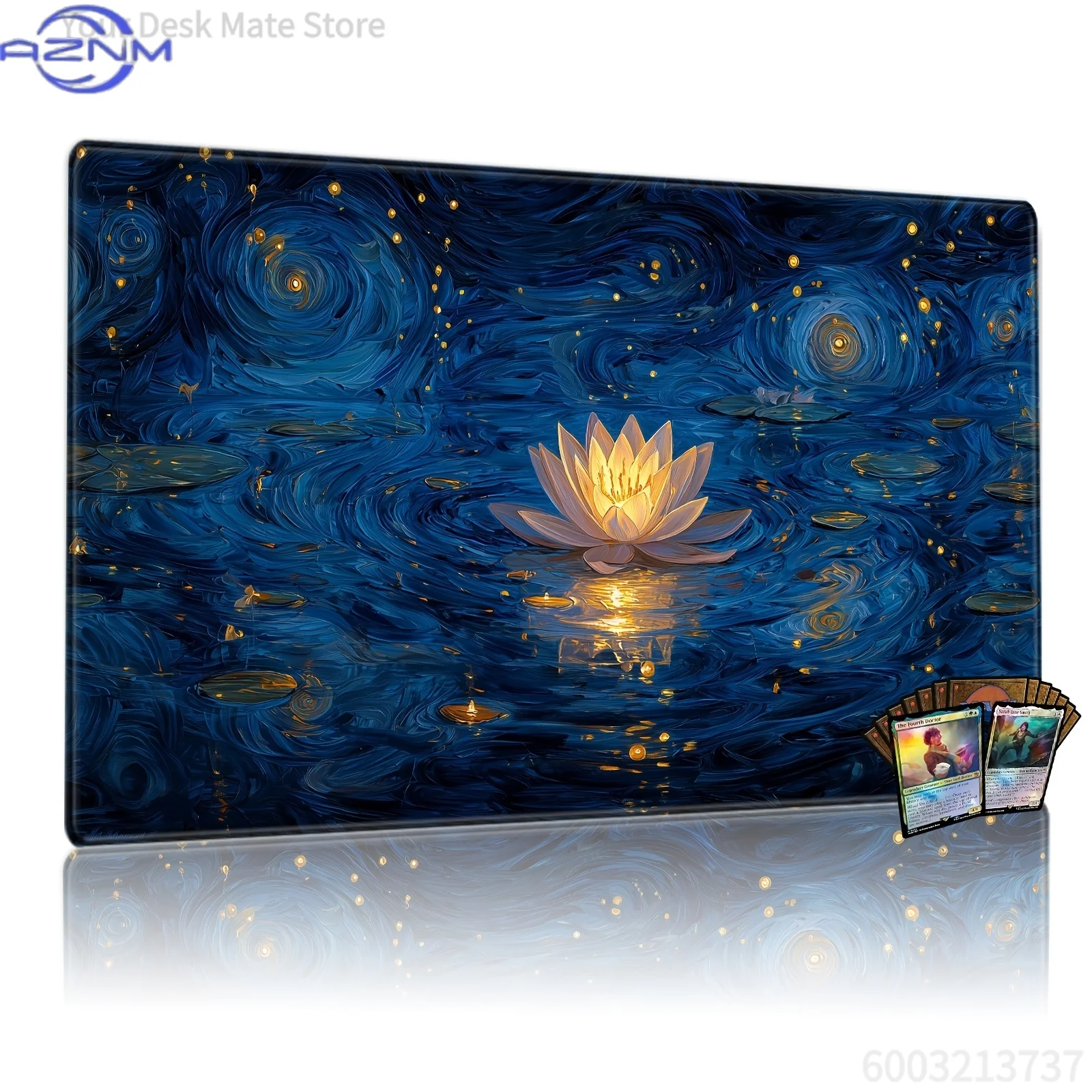 Starry Night for Lotus Flower Design Magic Party Game Mat Durable Rubber for MTG&TCG Games  Mouse Pad Offices Desk Mats