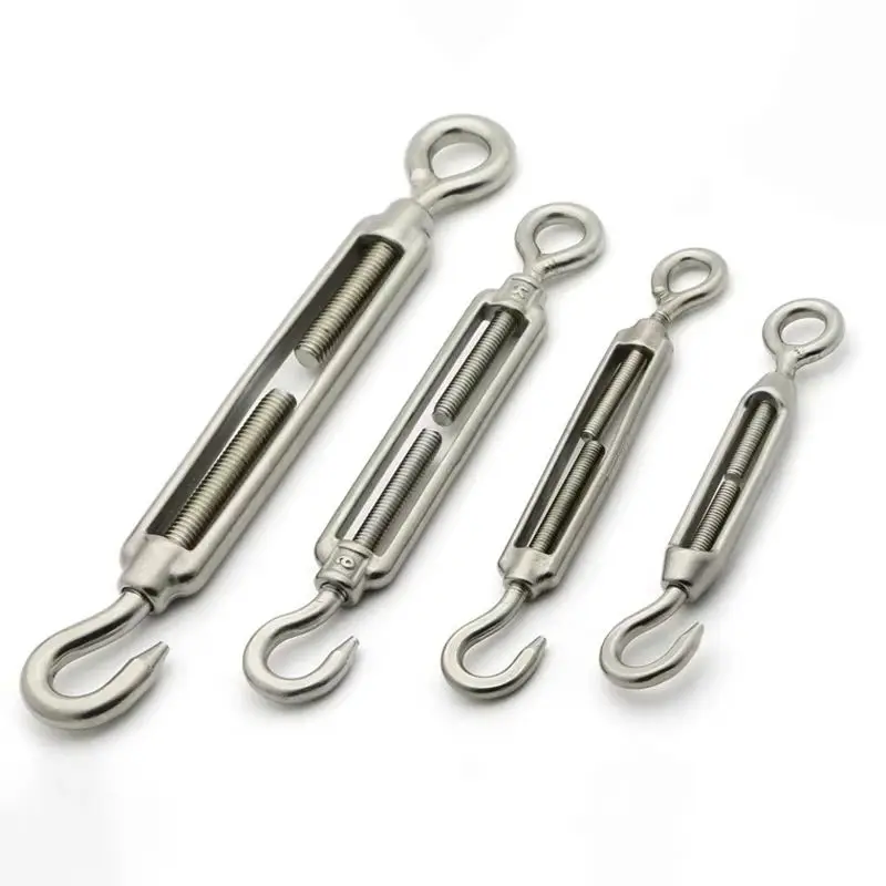 1PCS M4-M8 304 Stainless Steel Turnbuckle Wire Rope Tensioner Hook & Eye Turnbuckle Bolt Hook Rigging Eye Screw Adjustable
