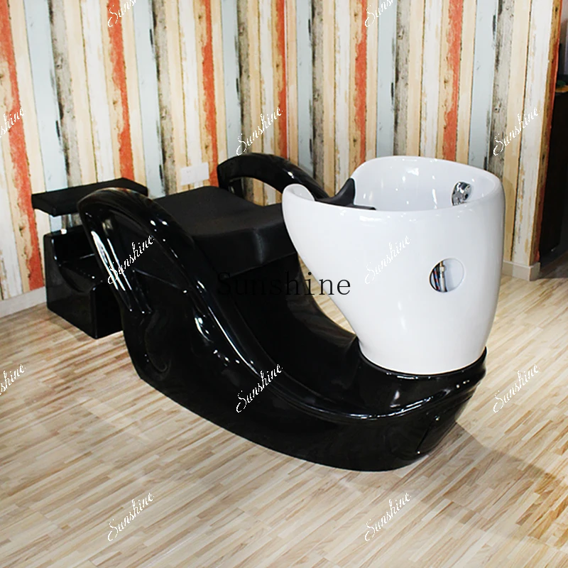 High-end hair salon Japanese semi-lying flush bed FRP ceramic spa direct sales  TF