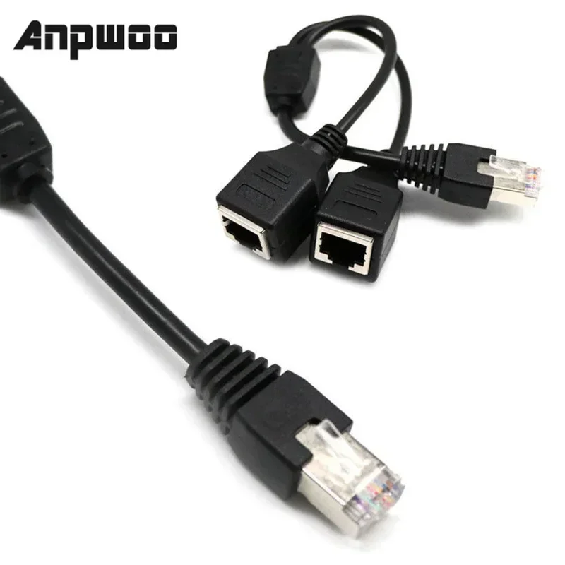 ANPWOO محول مقسم إيثرنت 0.3 متر محول شبكة إيثرنت احترافي للكمبيوتر المحمول مع كابل تمديد كابل الشبكة