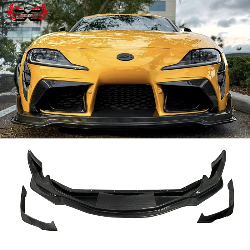 

Подходит для Toyota GR Supra A90 2019-2025 из углеродного волокна в стиле MB, передний бампер, сплиттер для губ, канавки