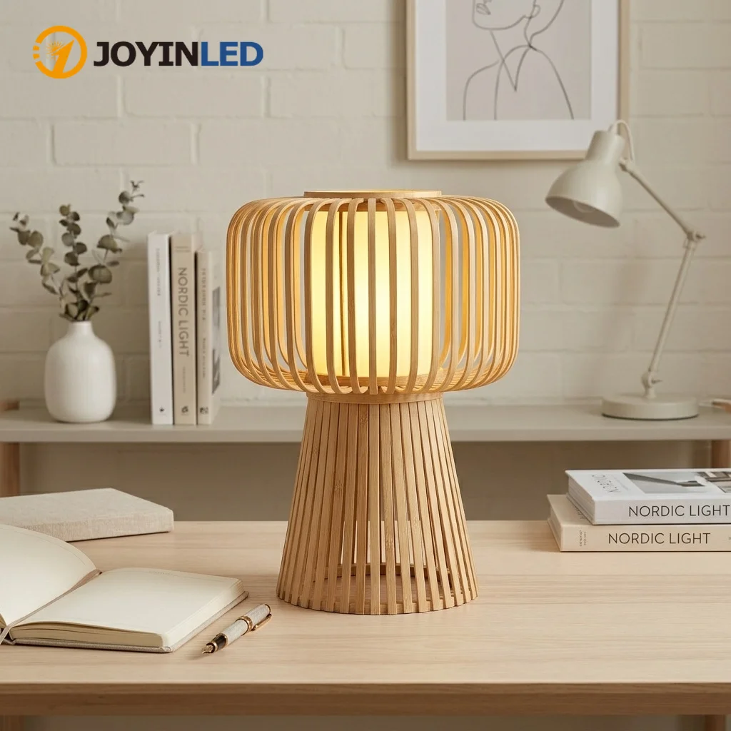 JOYINLED Handmade Bamboo Lamp Shade Natural Rattan Table Lamp Shade Covers for Desk & Bedside Lamps, Japanese style Room Decor