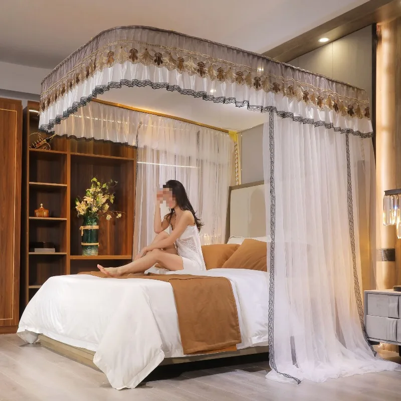 Guide rail mosquito net household floor u-shaped track stainless steel telescopic court princess wind