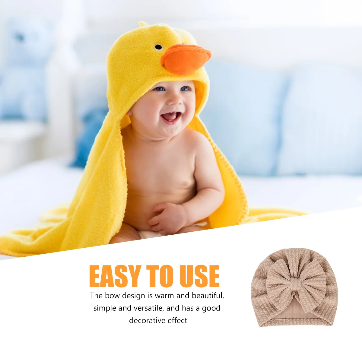 

Baby Warm Hat Kids Soft Cloth Bowknot Design Elastic Lightweight Winter Headwear Lovely Kids Protective Thermal Cap