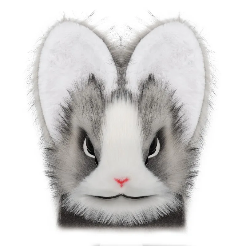 أرنب رئيس رقيق Kigurumi Fursuits قناع الحيوان تأثيري حلي لطيف القط رئيس هالوين زي رئيس كيمونو الأداء الدعائم