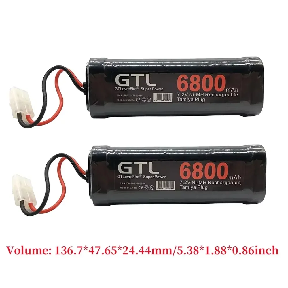 Nuova batteria da 7,2 V Batteria NiMH da 6800 mAh RCcar camion Bugibot serbatoio ni mhBatteria grigia cena alimentatore, con connettori Tamiya