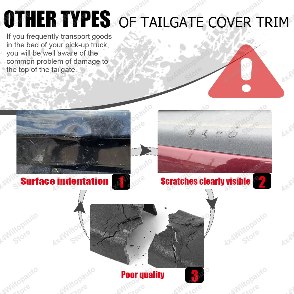 Tailgate Cover Trim For TOYOTA HILUX REVO SR5 SR ACTIVE ICON 2015-2023 Rear Gate Protection Cover Textured ABS Matte Black
