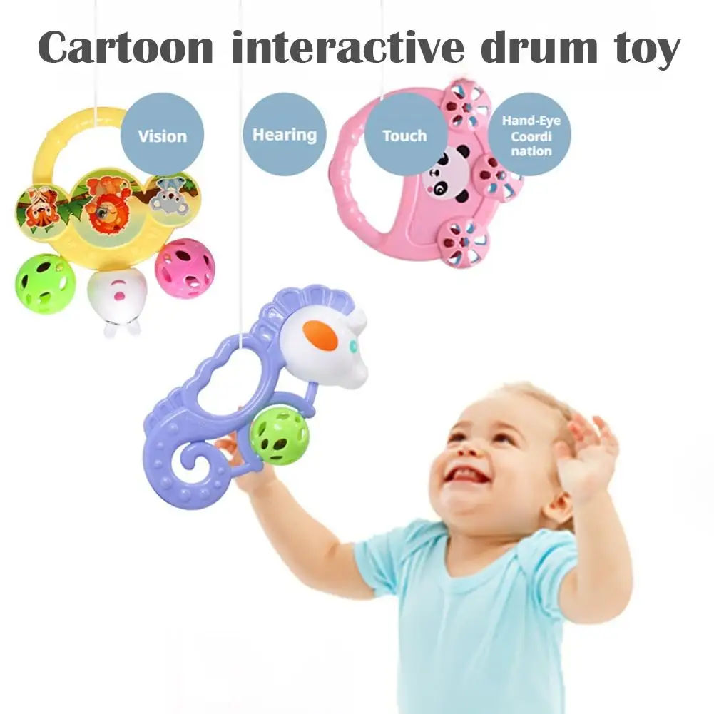 Baby Rattle Infant Developmental Hand Grip Baby Montessori Puzzle Toys Cute Animal Music Sound for Newborn Teether Gift