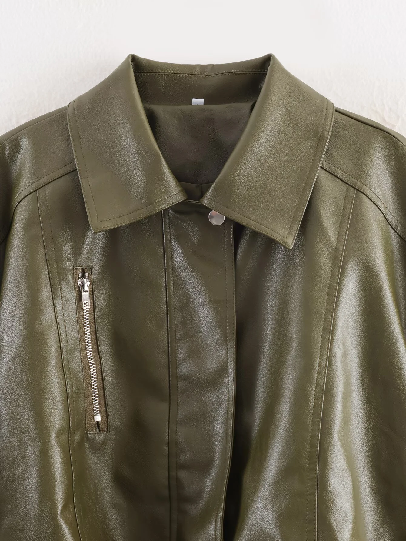 ZERAINS Autunno nuove donne abbigliamento stile retrò francese colletto POLO a maniche lunghe decorazione con cerniera giacca anti-pelle PU allentata