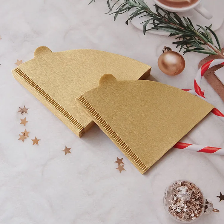 10–100 Stück Kaffeefilterpapier, V-förmiger Holzzellstoff-Kegelfilter, zum Übergießen von 2–4 Tassen, natürlicher Tropfkaffee, Papierfilter, Zubehör – Detail 1