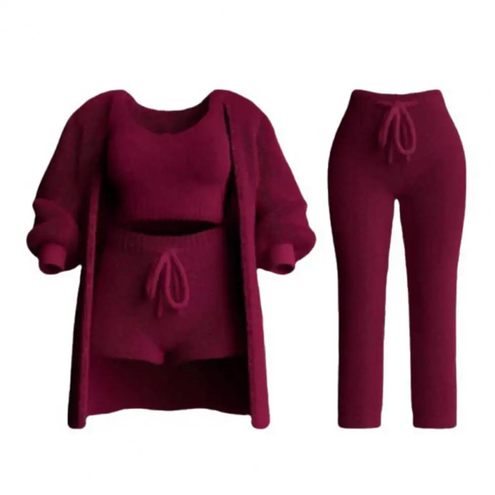 4点セット レディース ベスト ショートパンツ コート パンツセット 長袖 厚手コート ノースリーブトップ ドローストリング ゴムウエスト ショートパンツとロングパンツ