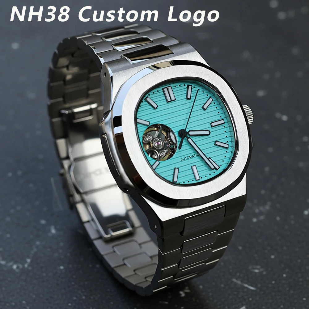 NH38 Man's Watch Customize logo Dial Hollowed Out Dial Mechanical Watch Sapphire Glass Waterproof Watch Fit NH38 movement Watch