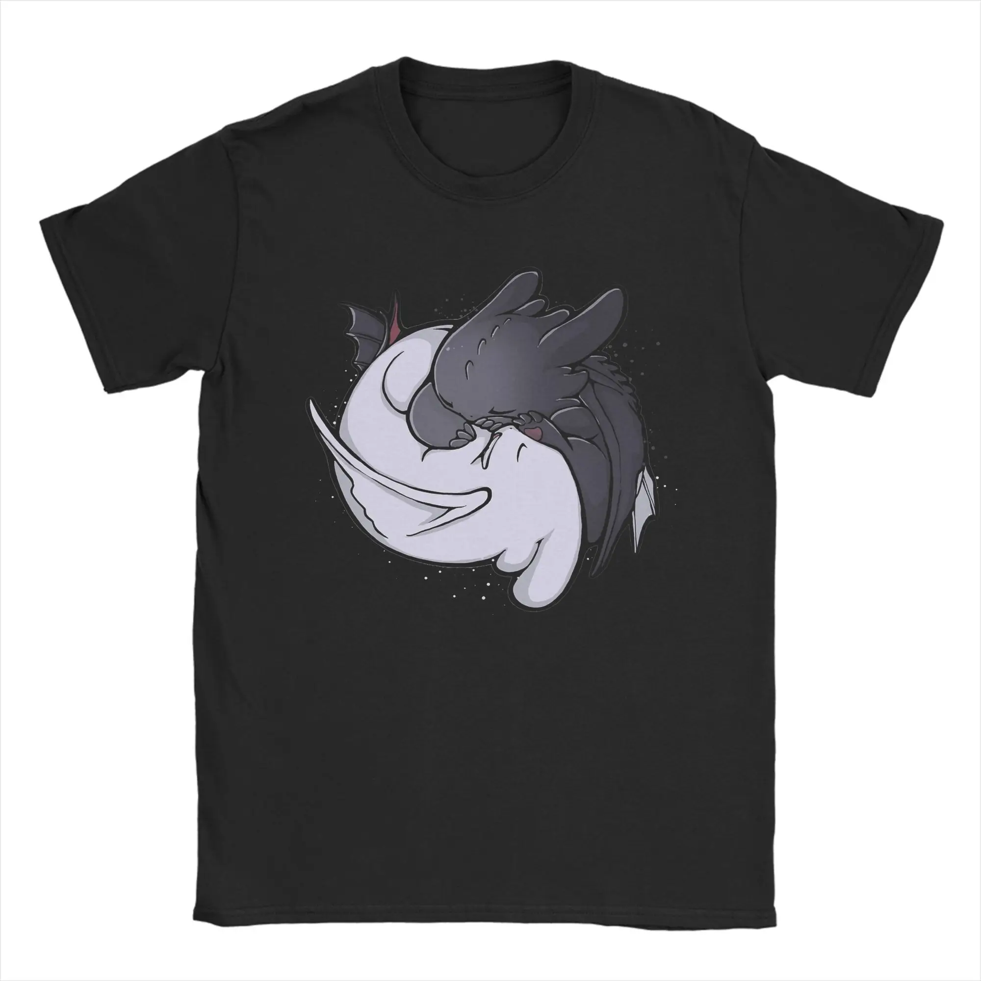 

Men T-Shirts Toothless And Light Fury Hugging Awesome Cotton Tee Shirt Short Sleeve HTTYD Movie T Shirts Round Neck Tops
