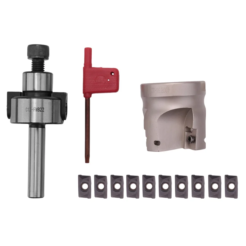 

AEE6-C12 FMB22+ 400R Right Angle Shoulder Face Mill Cutter 50Mm + 10Pcs APMT1604 Carbide Inserts With Wrench For Milling Tool