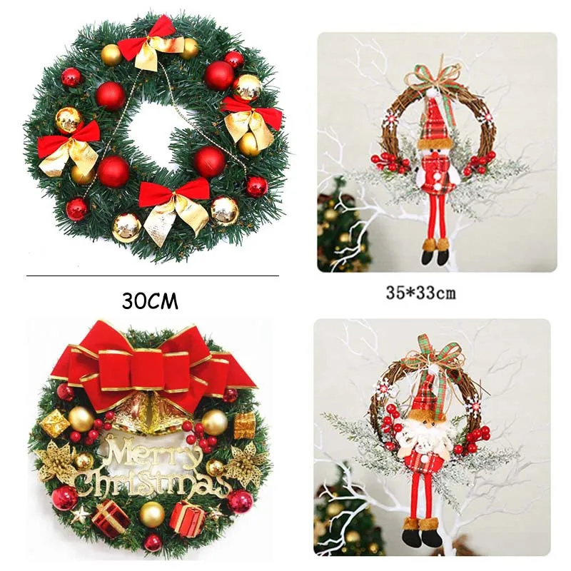 Christmas Wreath Garland Door Gold Window Wall Door Decoration Ornament for Home Hotel Mall Holiday Decoration Pendant