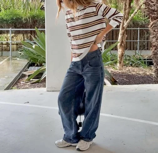 

Autumn Women's Retro Contrasting Striped Knitted Sweater Fashionable Lapel Button Striped Printed Slim Fit Long Sleeved T-Shirt