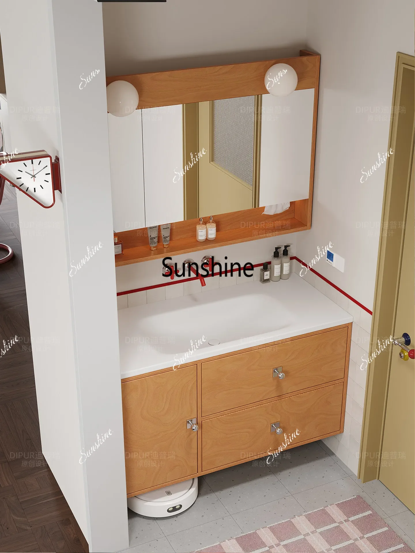 Ocean plate bathroom cabinet integrated basin bathroom washstand customization
