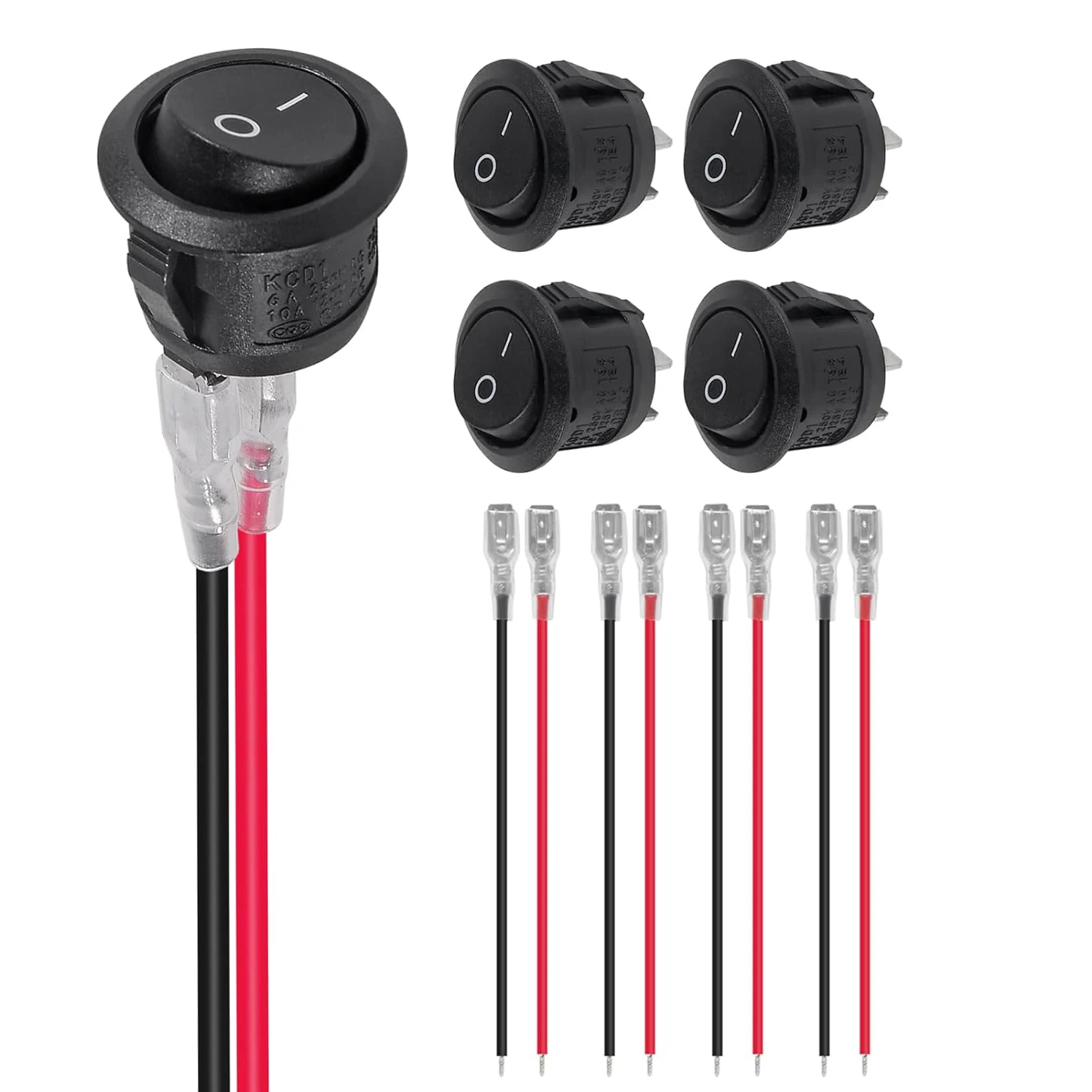5 Stück 12V DC Mini-Kippschalter EIN/AUS Runder Wippschalter SPST 20mm Mini für Auto, Fahrzeug, Wohnmobil 2-Pin-Schalter 120V Verdrahtet KCD1
