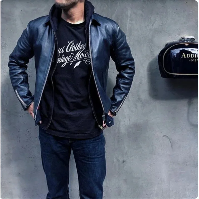 

Genuine New Cow Jacket Men Vintage Spring Autumn Short Cowhide Coat Real Leather Jackets Veste Moto Homme