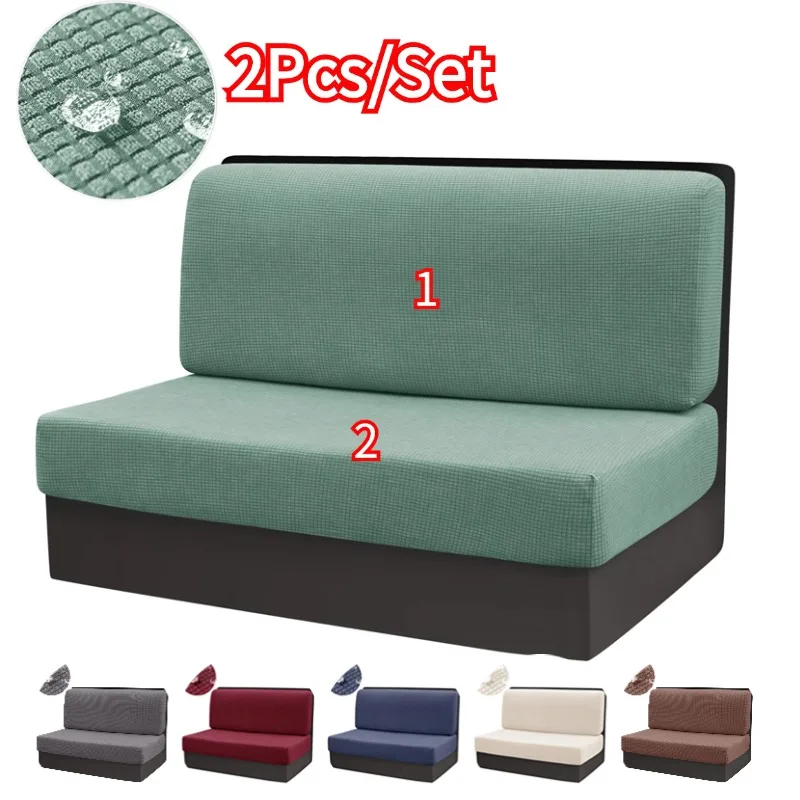 2Pcs/set Water Repellent Polar Fleece RV Dinette Cushions Covers Stretch Sofa Seat Covers Bench Backrest Cover RV Camper Car