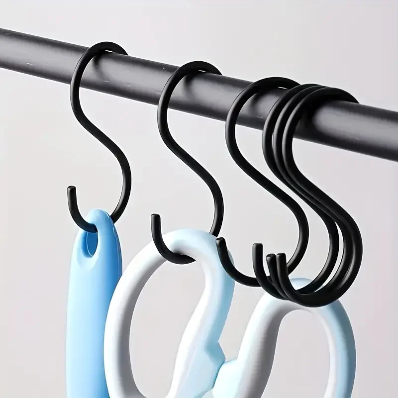 

10pcs Black Durable S-Shaped S-Hooks S-Style, Smooth, Rust-proof and Space-saving Practical Hooks