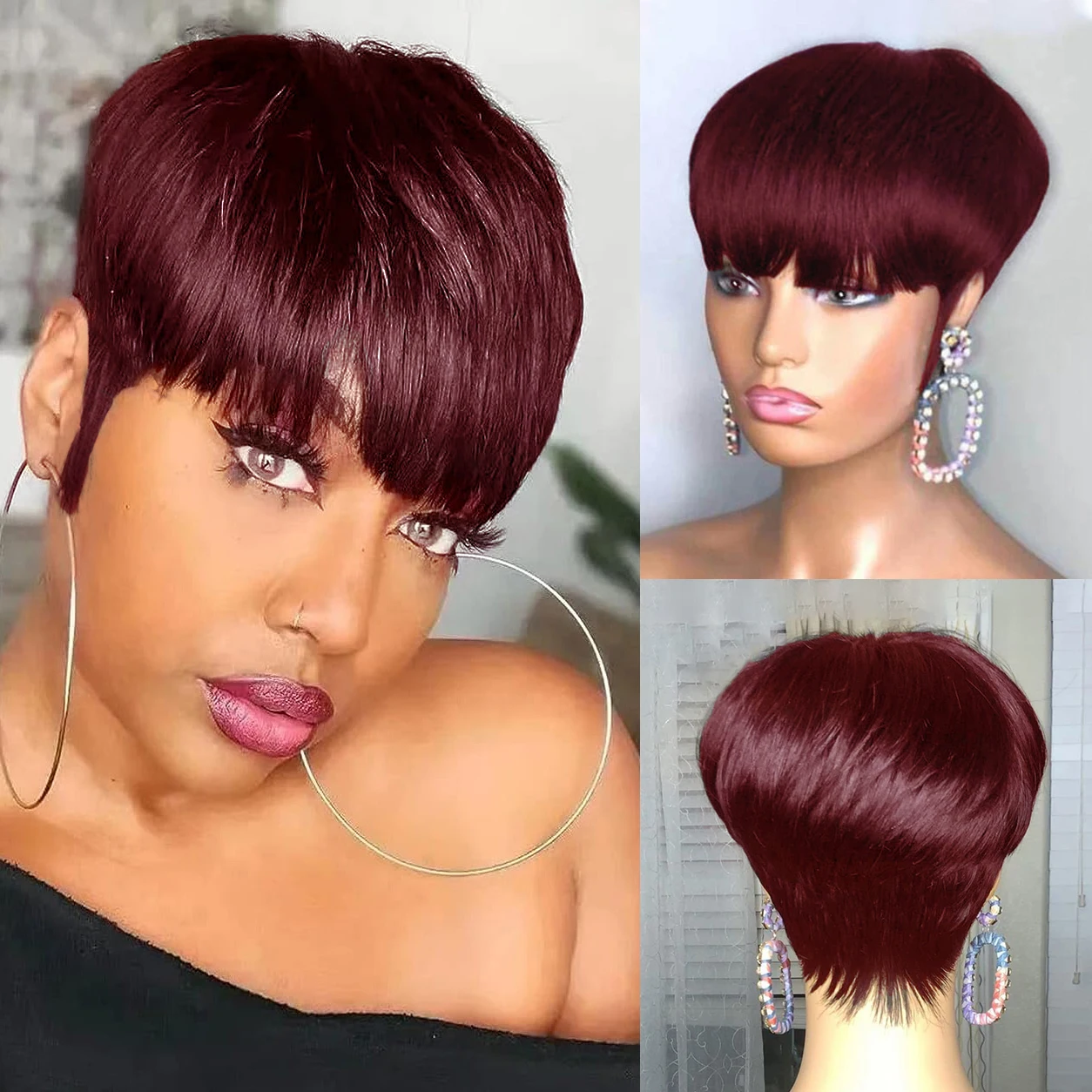 Short Straight Pixie Cut Wig for Women