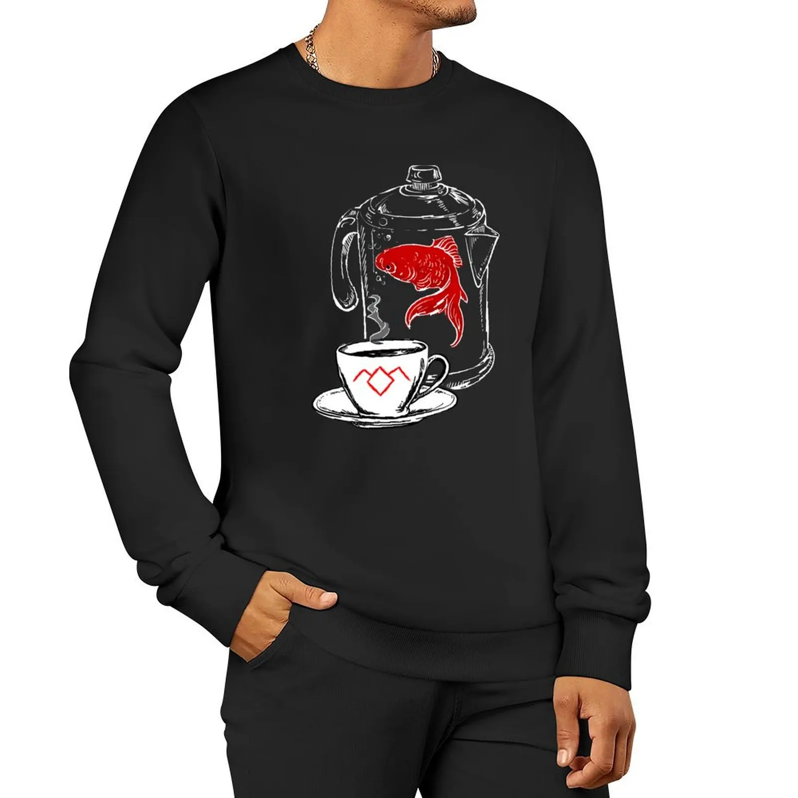 Twin Peaks A Fish In The Percolator Vintage Coffee Shop Print Sweatshirt graphic t shirts men anime clothing graphic sweatshirts