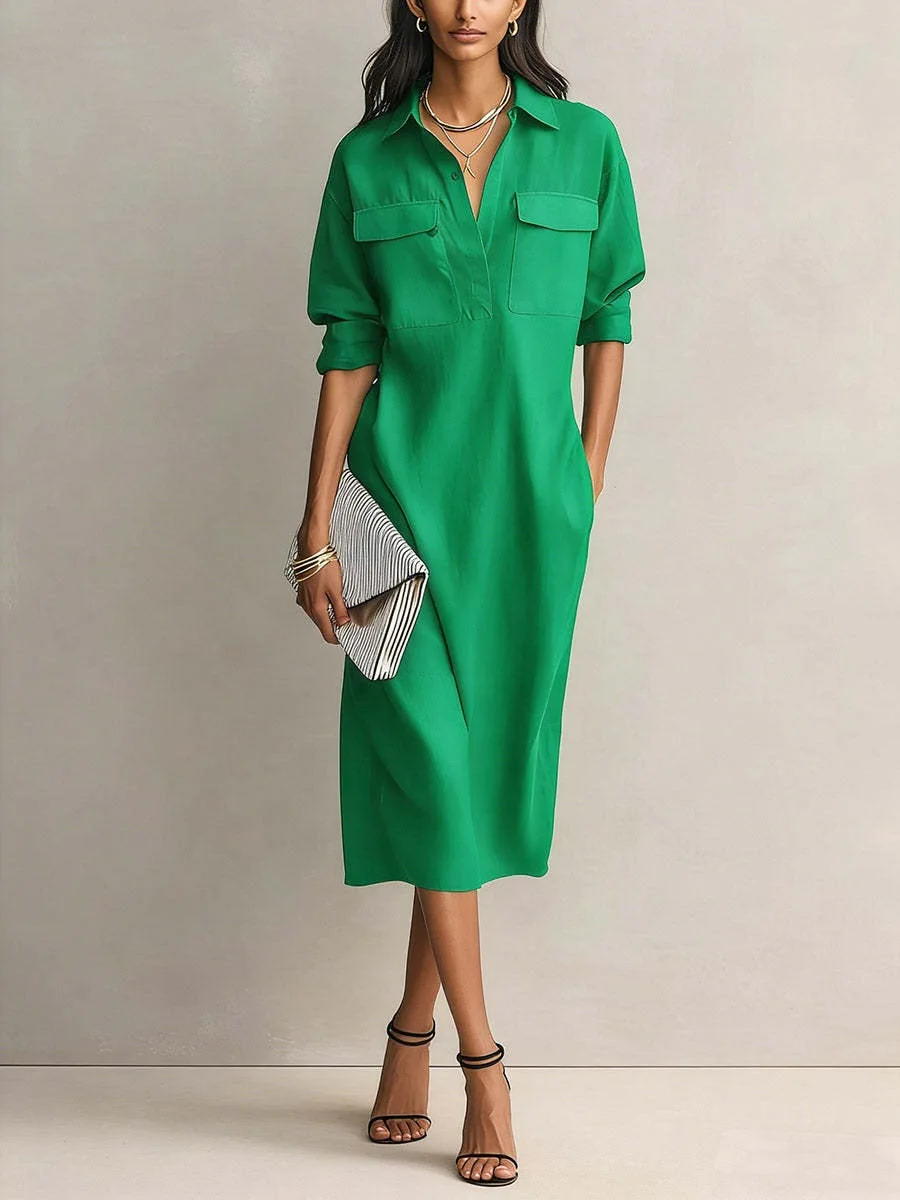 26 Spring and Summer New Women's Button Cotton Linen Dress