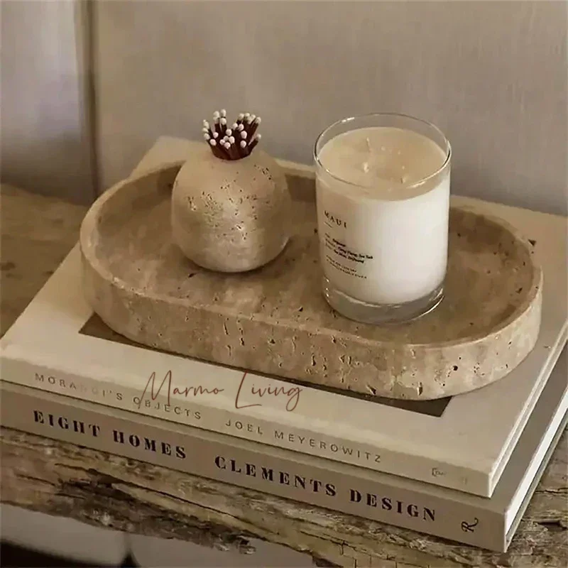 

Minimalism Marble Candlesticks Candle Holder Vintage Travertine Incense Burner Luxury Natural Stone Match Holder Home Decoration