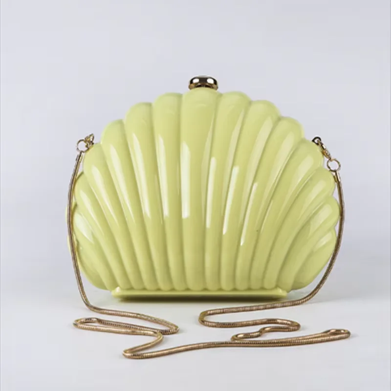 

Lady Mini Shell Bag Acrylic High Quality Luxury Designer Made Up & Phone Carrying Cases Yellow Beige Pouch Cute Shoulder Totes