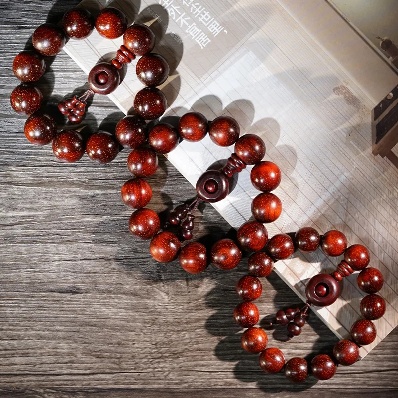 Rhino horn rosewood with inclusions and golden thread, Buddhist , wooden prayer beads, unisex couple's hand b