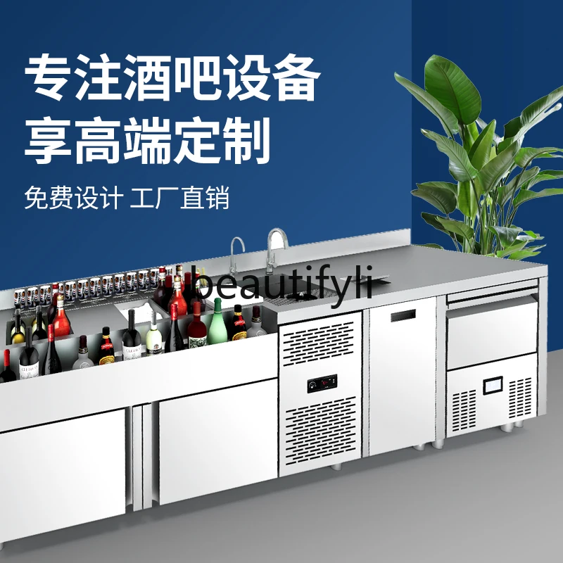 Bar Stainless Steel Mixing Station Water Bar Counter Operation Table Workbench Cocktail Cabinet